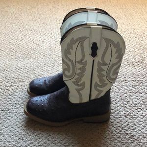 Girls Roper square toe faux ostrich western boots
